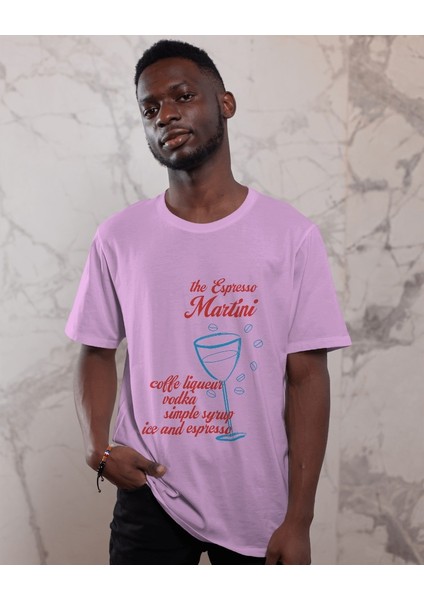 Espresso Martini Kokteyl Tasarım Relaxed Fit Erkek Önü Baskılı Tişört modelleri