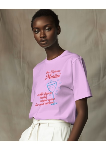 Espresso Martini Kokteyl Tasarım Relaxed Fit Kadın Önü Baskılı Tişört modelleri