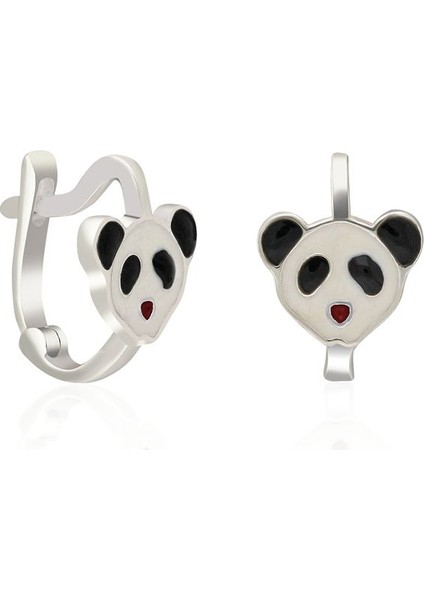 Gümüş Mineli Klipsli Panda Küpe