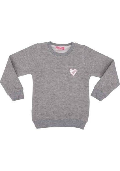 Love Baskılı Kız Çocuk Sweat 1522 | Gri