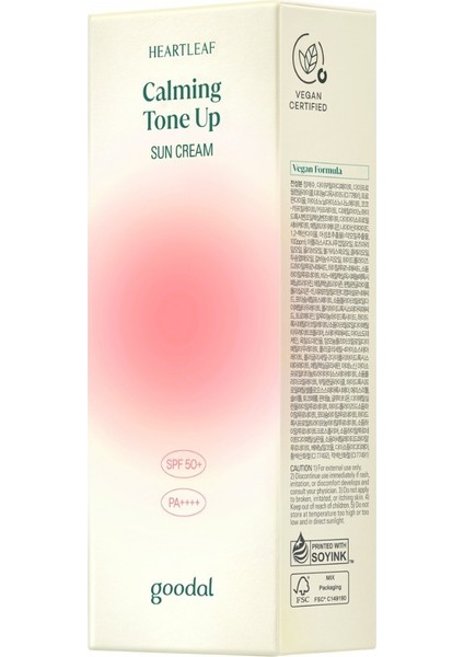 Heartleaf Calming Tone Up Sun Cream - Houttuynia Cordata Özlü Hibrit Filtreli Tone-Up Güneş Kremi SPF50+ Pa++++