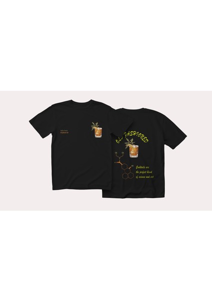 Old Fashioned Kokteyl Tasarım Relaxed Fit Kadın Ön-Arka Baskılı Tişört fiyatları
