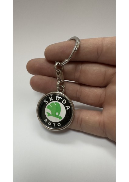 Skoda Logolu Metal Anahtarlık Çift Yönlü (1 Adet)