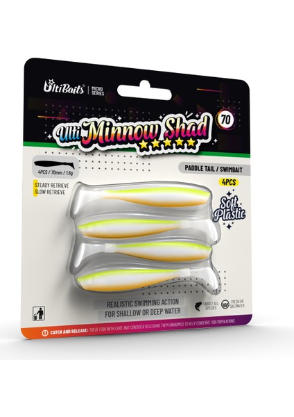 Minnow Shad Silikon Balık Yem 70MM 1,6gr 4 Adet