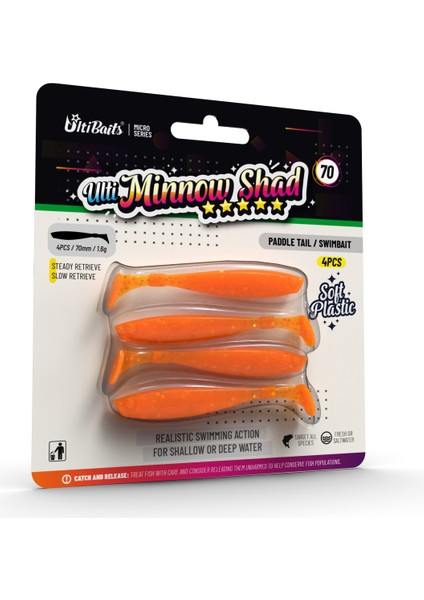 Ulti Baits Minnow Shad Silikon Balık Yem 70MM 1,6gr 4 Adet