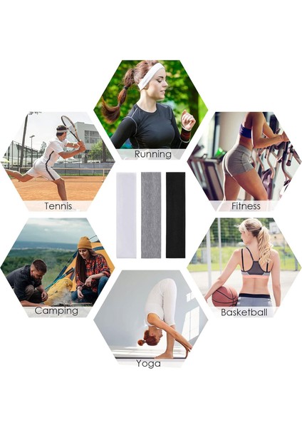 4'lü Spor Saç Bantları - Elastik Kaymaz İnce Saç Ter Kafa Bandı Bandana, Kadın & Erkek Koşu Fitness Yoga Pilates Makyaj Yüz Yıkama Atletik Egzersiz 4'lü Saç Bandı Seti Koyu Sarı