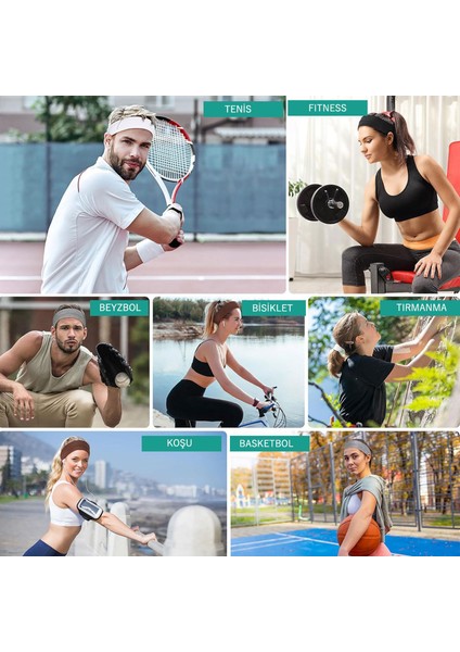 4'lü Spor Saç Bantları - Elastik Kaymaz İnce Saç Ter Kafa Bandı Bandana, Kadın & Erkek Koşu Fitness Yoga Pilates Makyaj Yüz Yıkama Atletik Egzersiz 4'lü Saç Bandı Seti Koyu Sarı