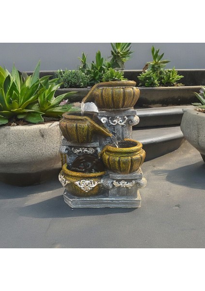 Dekoratif Testi Tasarımlı Renkli LED Işıklı Su Şelalesi