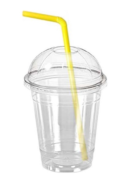 Slush  Buzlaş Milkshake Bardak  Pipet  Kapak 100′ Lü Set 8 Oz