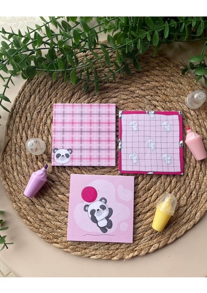 Pandalı Notepad/memopad 3'lü Not Defter Seti