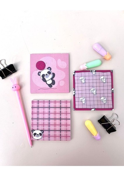 Pandalı Notepad/memopad 3'lü Not Defter Seti