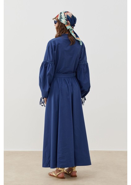 Poplin Volume Etek - Indigo