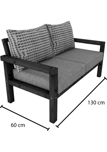 Woodwork Antalya Modern Rahat ve Ergonomik Bahçe Balkon ve Teras Için 2+2li Ceviz Renk Ahşap Kanepe