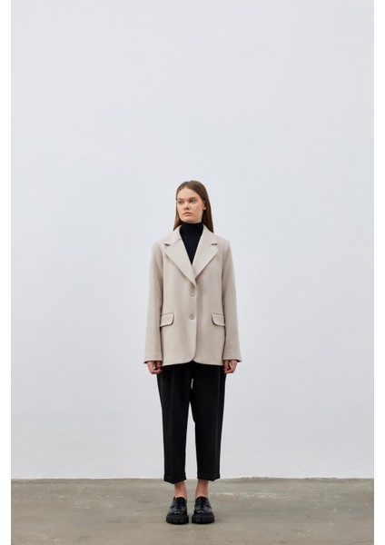 Kaşe Blazer Ceket - Taş