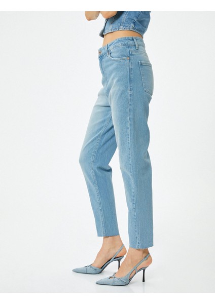 Yüksek Bel Kot Pantolon Rahat Kesim Hafif Dar Paça - Mom Slim Jeans fiyatları