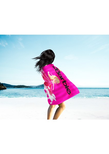 Barbie Desenli Dijital Baskılı Plaj Banyo Havlusu fiyatları