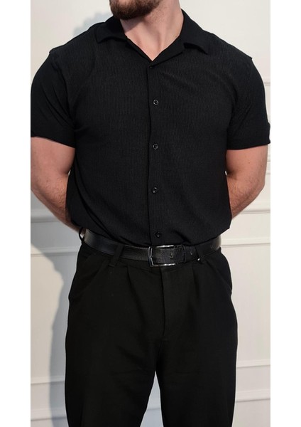 Bürümcük Kumaştan Kısa Kollu Yazlık Gömlek