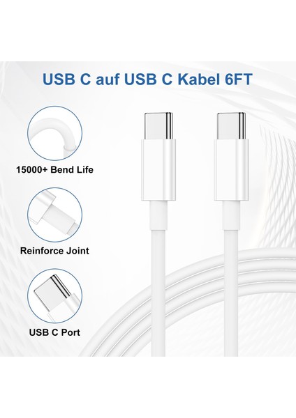 iPhone 15 Şarj Kablosu ile 25 W, USB C Hızlı Şarj Cihazı, USB C H