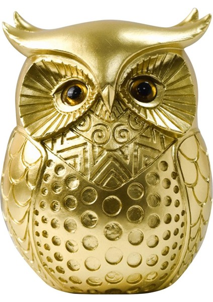 Baykuş Heykeli Ev Dekorasyonu El Sanatları Heykel Şömine Odası Altın (Yurt Dışından)