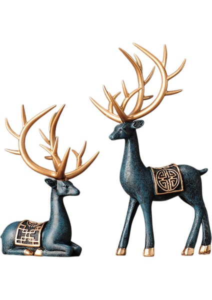 Modern Ren Ği Figürleri Süsleri Reçine Koleksiyonları Icı Elk Mavi (Yurt Dışından)