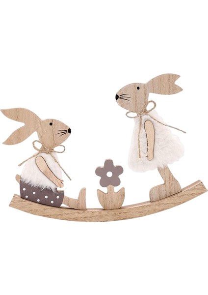 Rustik Tavşan Masa Süsleme Kapı Çerçevesi Dekor Zanaat Parti Malzemeleri Paskalya Baharı 21 cm x 15.5 cm (Yurt Dışından)