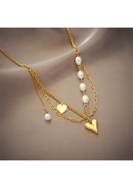 Kalpli Incili Çelik Kolye modelleri