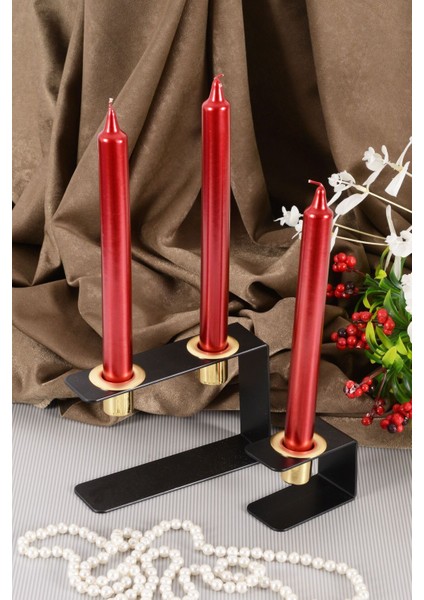 Lıne Set Küçük ve Orta Boy Siyah Geometrik Şamdan Seti, Minimal Tasarım Mumluk fiyatları