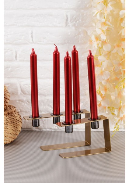 Lıne Set Orta ve Büyük Boy Eskitme Geometrik Şamdan Seti, Minimal Tasarım Mumluk modelleri