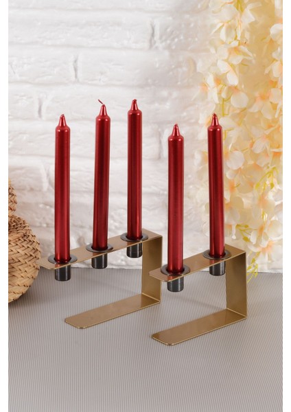 Lıne Set Orta ve Büyük Boy Eskitme Geometrik Şamdan Seti, Minimal Tasarım Mumluk fırsatları