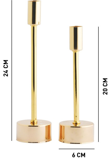 Defne 2'li Şamdan Gold Dekoratif Metal Mumluk Altın Kaplama Şamdan Seti indirimleri