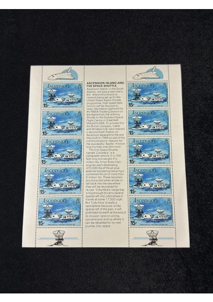 Ascensıon Island Space Shuttle Block Pul 27 Aprıl 1981 The Space Shuttle Sheet Of 10 Stamps Mnh Mint