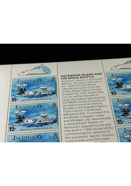 Ascensıon Island Space Shuttle Block Pul 27 Aprıl 1981 The Space Shuttle Sheet Of 10 Stamps Mnh Mint