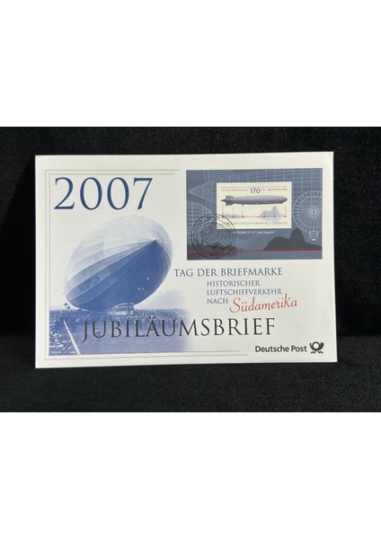 2007 Jübile Zeplin Özel Gün Damgalı Ilk Gün Zarfı Graf Zeppelin Maksi Kart Pullu