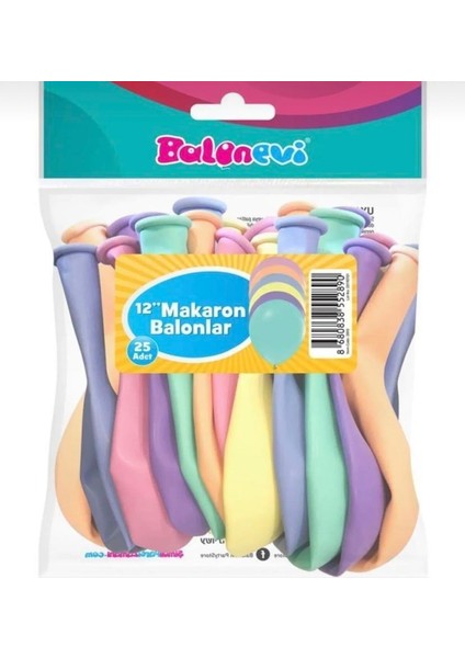 25'li Karışık Makaron Balon 12 Inç