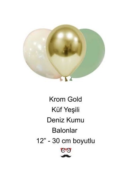 Küf Yeşili Deniz Kumu Krom Gold Konsept Renkler Doğum Günü Balon Zinciri Happy Birthday Banner