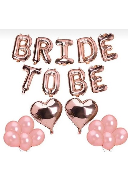 Bride To Be Folyo Balon Seti - Bekarlığa Veda Bride Partisi Balon Süsleme Rose Gold- Gümüş Büyük