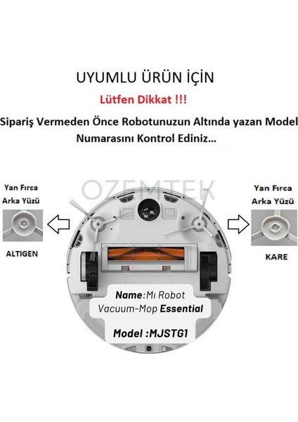 Mi Robot Vacuum Mop Essential 2 In 1 ( G1 / Mjstg1 ) Uyumlu Robot Süpürge Yenileme Seti-5 Parça