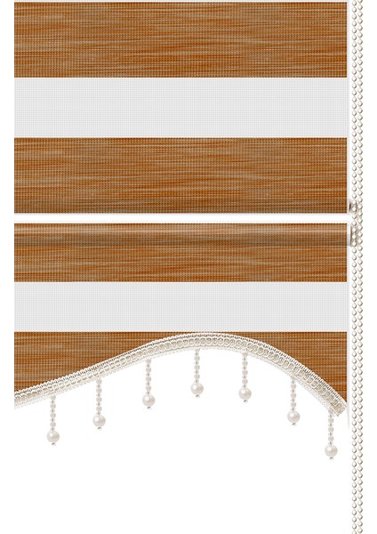 Soft Bamboo Kahverengi Kırçıllı Zebra Perde ( Etek Boncuklu ) fırsatları