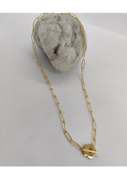 Çiçekli Zincir Çelik Kolye