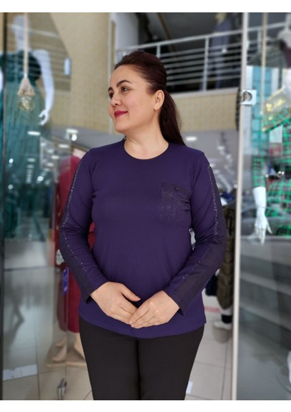2319 Cep Taş Detaylı Triko Bluz