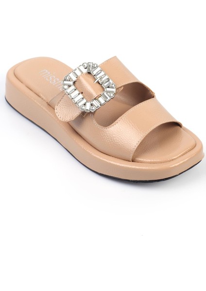 Linca Kadın Terlik Bantlı Tokalı Nude Deri modelleri