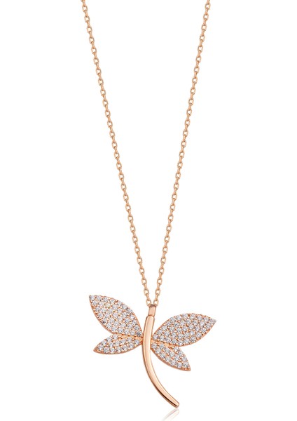 Kadın Orjinal 925 Ayar Gümüş Zirkon Taşlı Yusufçuk Kelebek Model Kolye fiyatları