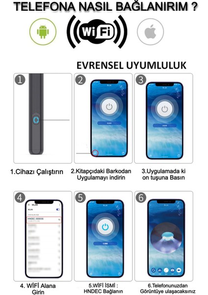 Kameralı Kulak Temizleme Cihazı Bütün Cihazlarla Uyumlu 360° Kulak Temizleme Çubuğu Hd Görüntü