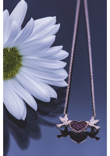 Kadın Orjinal 925 Ayar Gümüş Zirkon Taşlı Kalp Kuş Model Kolye fırsatları