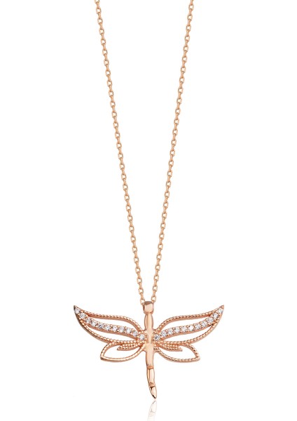 Kadın Orjinal 925 Ayar Gümüş Zirkon Taşlı Yusufçuk Kelebek Model Kolye fiyatları