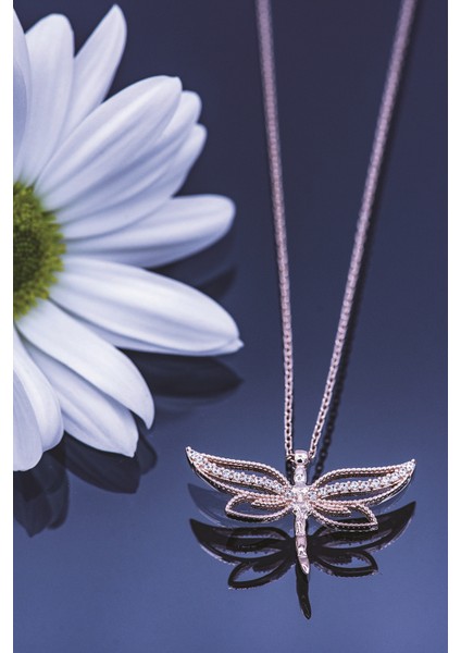 Kadın Orjinal 925 Ayar Gümüş Zirkon Taşlı Yusufçuk Kelebek Model Kolye fırsatları