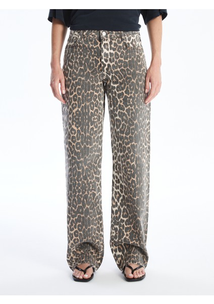 Rho - Leopar Desenli Denim Pantolon