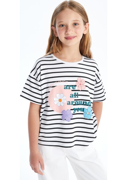 Rio - Çizgili Baskı Detaylı Örme T-Shirt - Çizgili fiyatları