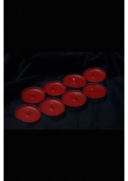 Küçük Standart Tealight Mum 8'li Kokusuz Kırmızı Renkli-%100 Doğal Soya Wax
