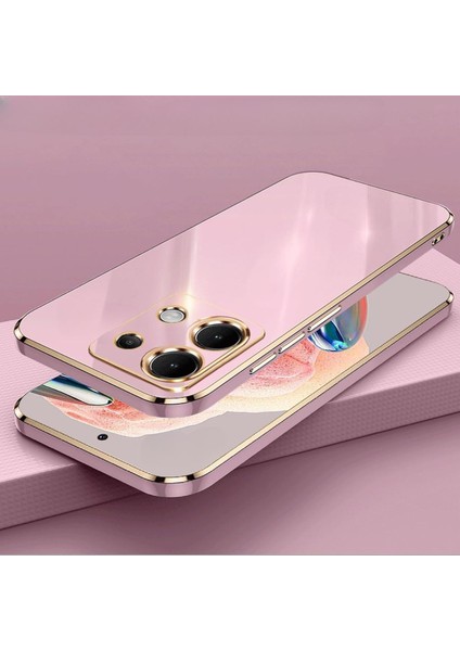 Xiaomi Redmi Note 13 Pro 4g Uyumlu Silikon Kılıf 3D Kamera Korumalı Arkası Renkli Kenarları Parlak Dore Tasarım Kapak